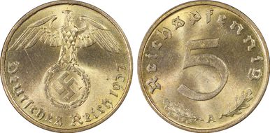 1937-A 5 Pfg J-363 MS64