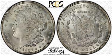 1921 $1 Morgan MS67