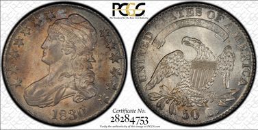 1830 50C Small 0 MS63