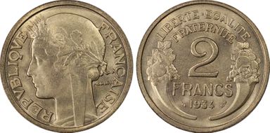 1934 2 Fr Gad-535 F-268 MS66