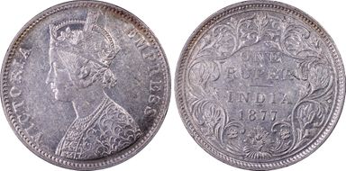 1877(B) Rupee SW-6.32 Prid-149 A2/II AU55