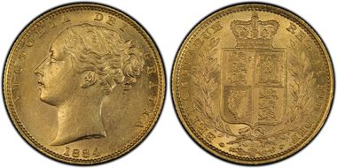 1884-S Sov S-3855B Shield AU58