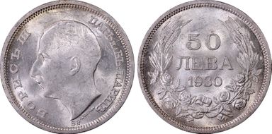 1930-BP 50 Leva KM-42  Ag MS62