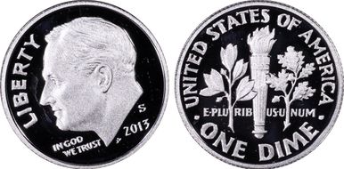 2013-S 10C Silver PR69DCAM