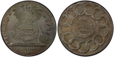 1787 Fugio 1C United States, 4 Cinq MS63BN