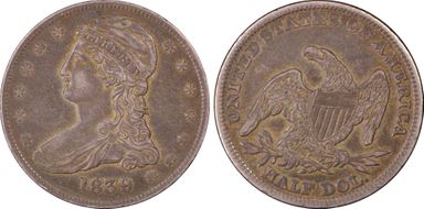 1839 50C Capped Bust XF45