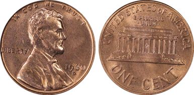 1960-D/D 1C Small/Large Date MS66RD