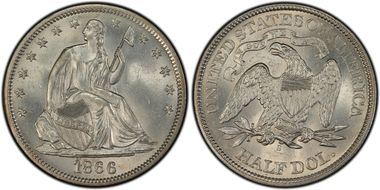 1866-S 50C Motto MS64