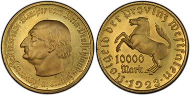 1923 10K Mk Jaeger-N20a Notgeld MS65
