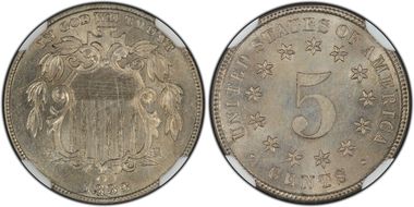 1883/2 5C Overdate FS-303 MS62