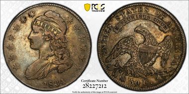 1834 50C O-111, Sm Date Sm Let VF35
