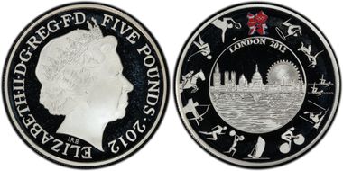 2012 £5 S-LO55 London Skyline Ag Pft PR68DCAM