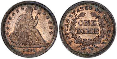 1838 10C Partial Drapery MS63