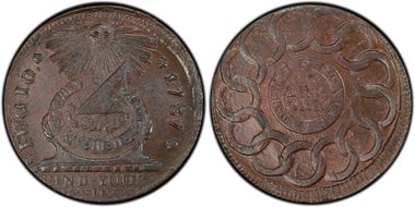 1787 Fugio 1C United States, 4 Cinq MS64BN