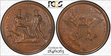 1876 AE Medal J-CM-15b, U.S. Diplomatic MS62