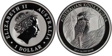 2014-P $1 Kookaburra Ag MS70