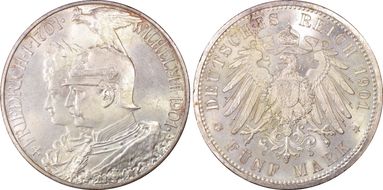 1901 5 Mk 200 Years J-106 KM-526  Ag MS66