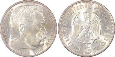 1936-F 5 Mk No Swastika J-360 MS63+