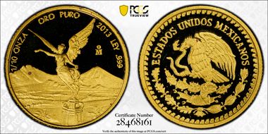 2013-Mo 1/10 oz Libertad Au PR70DCAM