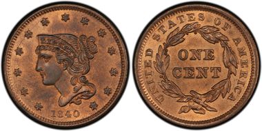 1840 1C N-3 Small Date MS65RB