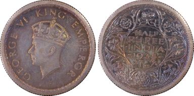 1938(C) 1/2 Rup SW-9.41 Restrike PR64