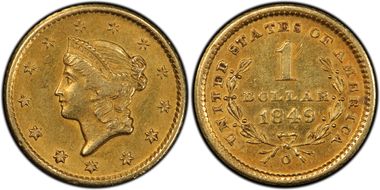 1849-O G$1 AU50