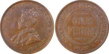 1920 //.  1D Dot below English obverse AU55BN