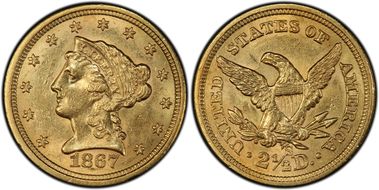 1867-S $2.50 MS61