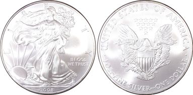 2008 $1 Silver Eagle MS69