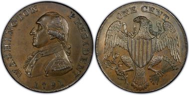 1791 1C Washington, Large Eagle MS64BN