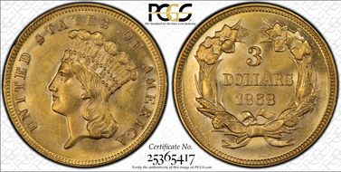 1868 $3 MS63