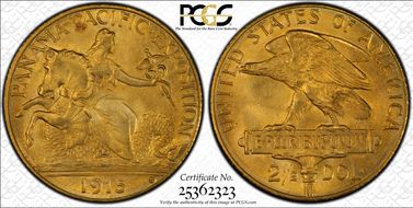 1915-S $2.50 Panama-Pacific MS67
