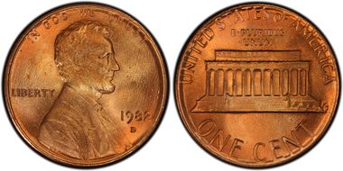 1982-D 1C Zinc, Small Date MS68RD