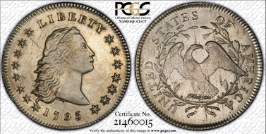 1795 $1 Flowing Hair, 2 Leaves AU53