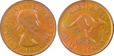 1954 Y. (p) 1/2D MS64RB