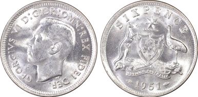 1951(m) 6D KM-45  Ag MS63