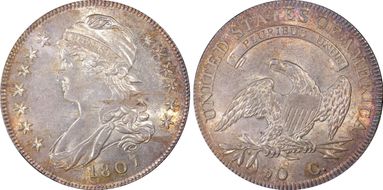 1807 50C O-113a AU58