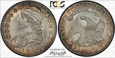 1814 50C O-108, E/A AU58