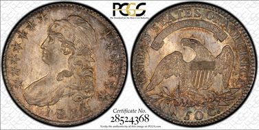 1818/7 50C O-103, Large 8 MS65
