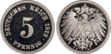 1912-E 5 Pfg J-12 PR65DCAM