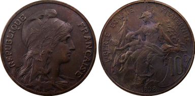 1898 10C Gad-277 F-136 Matte PR64