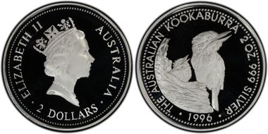 1996-P $2 Kookaburra 2oz Ag PR69DCAM