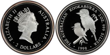 1998-P $2 Kookaburra 2oz Ag PR69DCAM