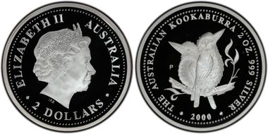 2000-P $2 Kookaburra 2oz Ag PR69DCAM