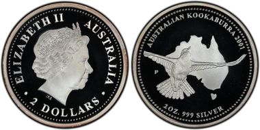 2001-P $2 Kookaburra 2oz Ag PR69DCAM