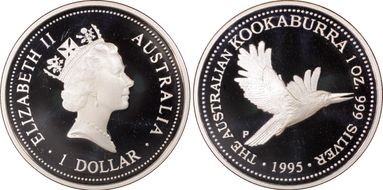 1995-P $1 Kookaburra Ag PR69DCAM