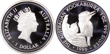 1996-P $1 Kookaburra Ag PR69DCAM