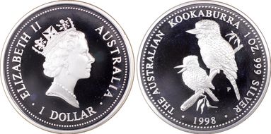 1998-P $1 Kookaburra Ag PR69DCAM