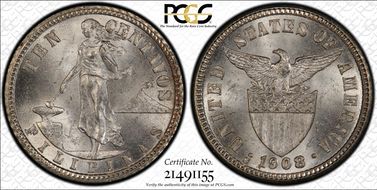 1908-S 10C Allen-8.04c Inverted S MS63