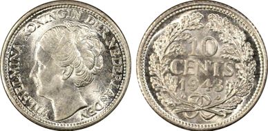 1943-P 10C Acorn privy mark KM-163  Ag MS64